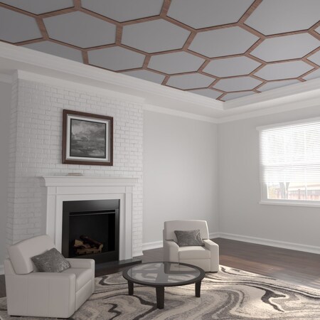 Ekena Millwork 81 56W x 47 14H x 38T Large Westmore Decorative Fretwork Wood Ceiling Panels, Walnut CELW82X47X0375WSTWA